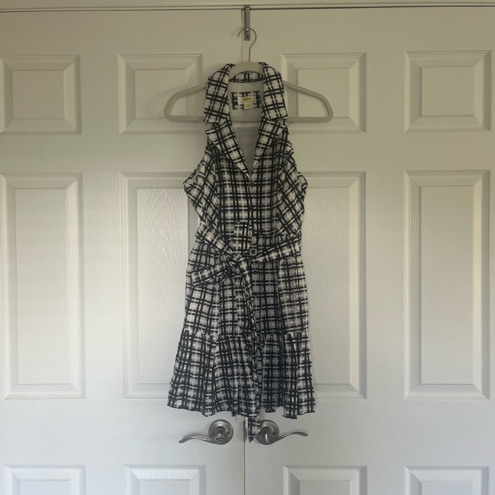 Maeve Black and White Halter Mini Sundress